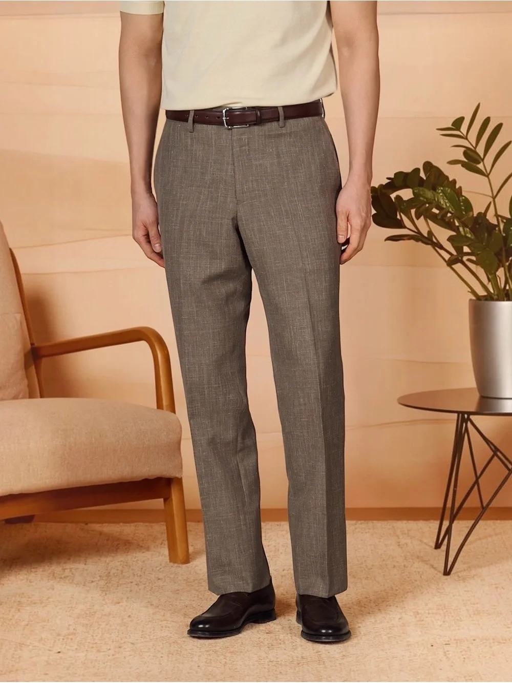 Spier & Mackay Pants Mens 36 Brown Ellis Trousers Wool Linen Silk Contemporary